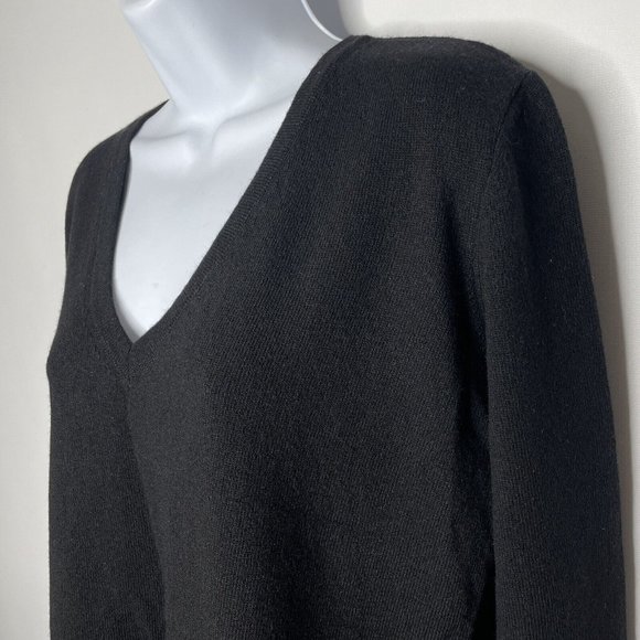 Superdry Premium Luxe Black Cashmere Blend Knit V-neck Pullover Sweater - Picture 6 of 8